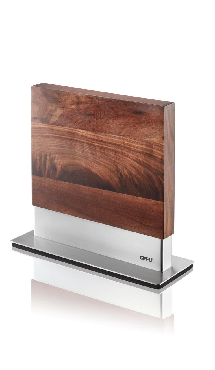 Der Magnet-Messerblock ENNO ist ein eleganter Messerhalter aus Holz und Edelstahl. Er bietet stilvolle und praktische Aufbewahrung für Küchenmesser.