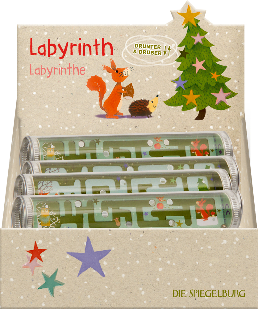 Abgebildet ist das „Winterzauber Im Weihnachtswald - Labyrinth Drunter“. Dieses Spiel eignet sich als weihnachtlicher Zeitvertreib.